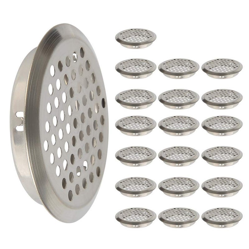 FOCCTS 20PCS 2-1/8 Inch(53mm) Circular Soffit Vent, Stainless Steel Round Soffit Vent Mesh Hole Louver, Circular Mesh Hole Air Vents for Kitchen, Bathroom, Cabinet, Wardrobe, Shoe Cabinet - Image 1
